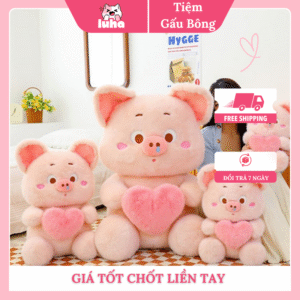 Gấu Bông Heo Hồng Rút Tim Dễ Thương Mềm Mịn Cao Cấp