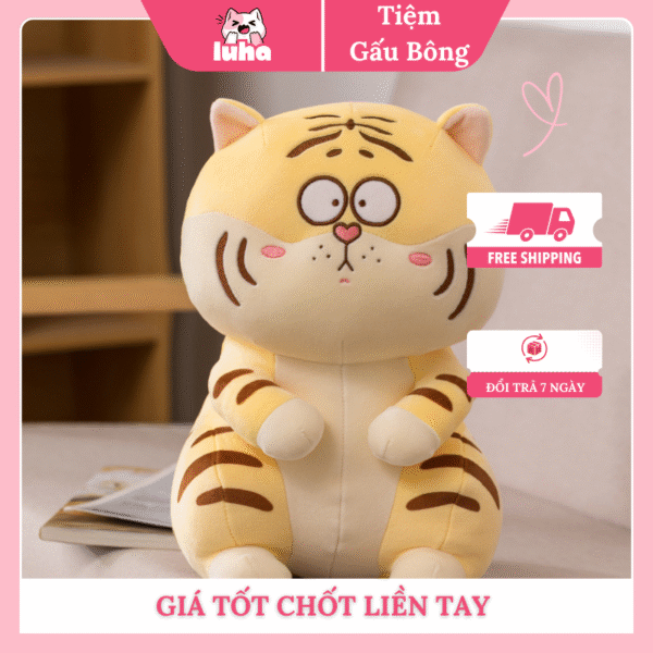 Gấu Bông Mèo Mũm Mĩm Mắt To Siêu Hài Hước – Gối Ôm Đáng Yêu Cho Bé & Người Yêu